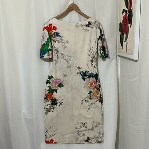 Zara Cream Floral Short Sleeve Dress a177
